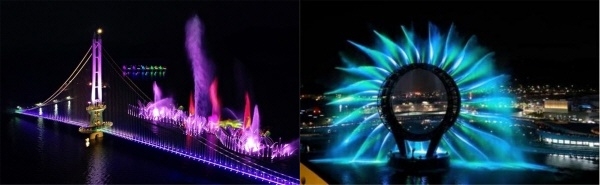 (좌) 예당호 음악분수, (우) 여수엑스포 빅오쇼