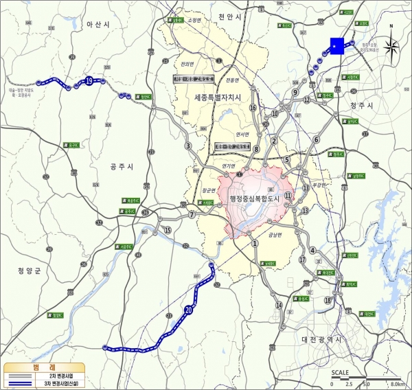 행복도시-청주국제공항 노선도
