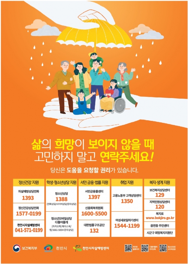 자살예방 도움기관 전화번호