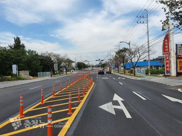 벚꽃도로 교차로(관작리) 개선사업 완료 사진