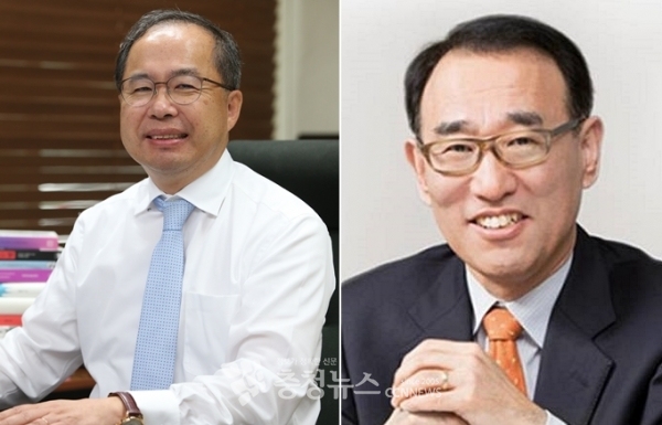 교수협의회 총장후보추천위원회가 투표를 통해 선출한 차기 총장후보. (왼쪽부터) 1순위 김정호 교수와 2순위 임용택 교수.