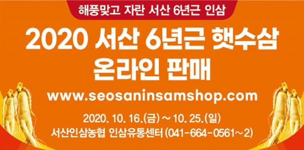서산인삼농협 서산 6년근 햇수삼 온라인 판매 홍보물