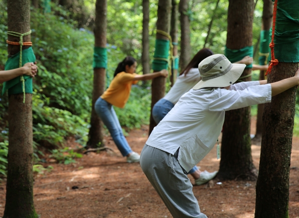 지난해 경북 영주시 국립산림치유원에서 이용객이 숲치유 프로그램을 체험하고 있는 모습