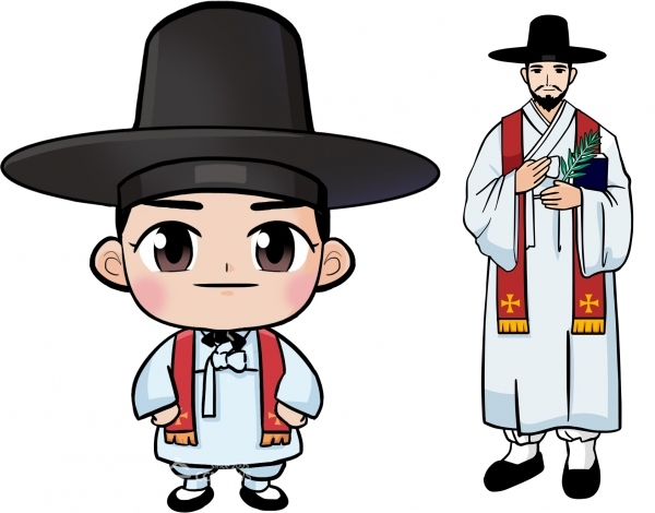 (왼쪽부터) 김대건 신부 2등신, 8등신