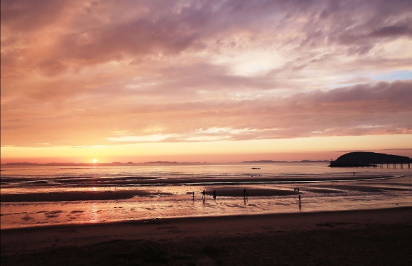 용두해변 석양 모습