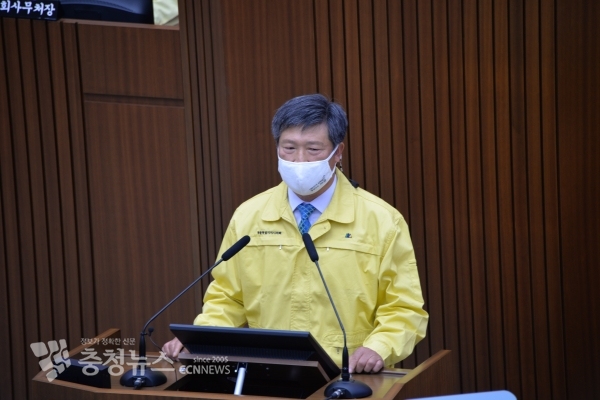 5분 발언하는 유철규 세종시의회 의원