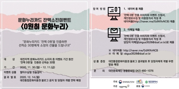 ’0(영)원히 문화누리‘ 잔액소진 이벤트 웹홍보물