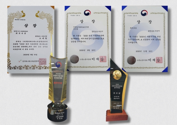 아산시 사회적경제과 수상 내역