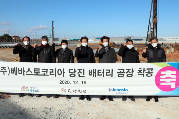 김홍장 당진시장 베바스토 착공지 방문 모습