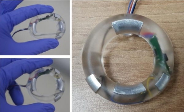 KIST가 개발한 조산 위험을 조기 진단 및 치료하는 도넛 형태의 전자약 모습.