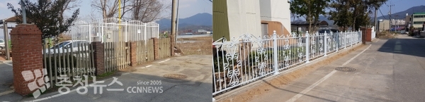 청천아파트 가설 울타리 공사 및 도장 공사 전 후 모습