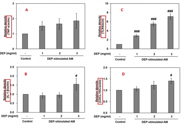 미세먼지 노출된 대식세포의 염증 관련 지표 확인