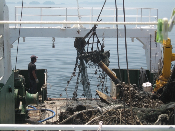 해양쓰레기 수거 장면