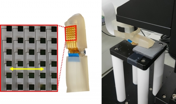 사람 손가락 모방 촉각센서(왼쪽) 및 아바타 시스템 .