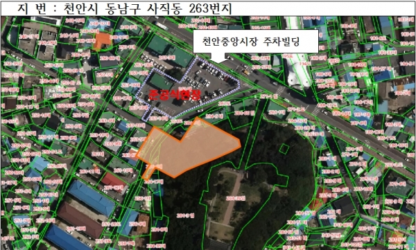 천안중앙시장 주차빌딩 위치도