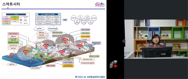배재대 AI·SW중심대학사업단 교수들이 신입생 대상 ‘AI와 미래’ 온라인 강의를 진행하고 있다. 배재대는 신입생들에게 AI·SW학습 동기유발을 위해 이 과목을 개설했다. 배재대 제공