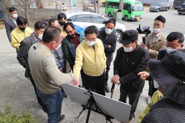 김홍장 시장, 온택트 시정설명회 민원 대상지 점검 모습