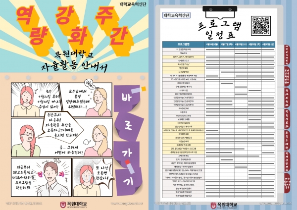 목원대 역량강화주간 프로그램 일정표.