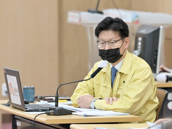 26일 시청 대백제실에서 열린 5월 업무계획 보고회 모습