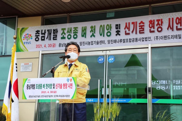 김홍장 당진시장 벼조생종 여르미 이앙 및 신기술 시연회 참석