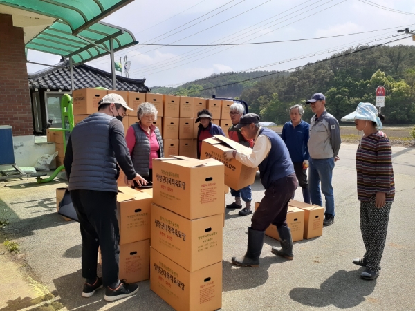 청양군, 우량 고추모종 100만 주 배송 모습