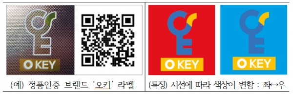 ‘오키’ 라벨 및 위변조방지 요소