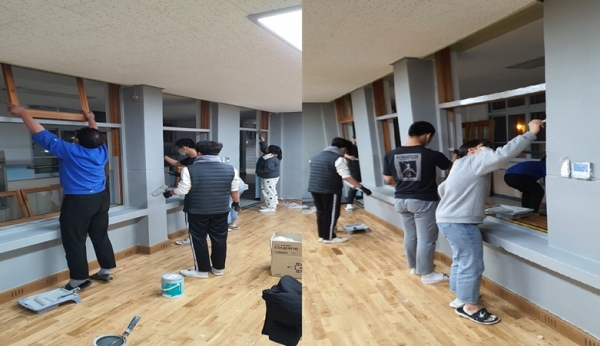 장영실고등학교 학생들이 주도적으로 학생자치실 구성에 참여하고 있다.