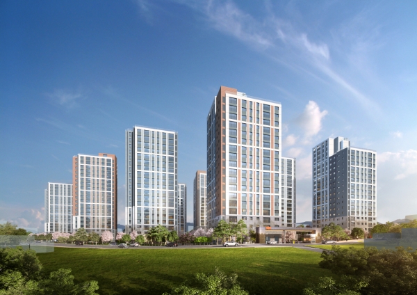 DL이앤씨가 5월 충남 서산에서 분양하는 e편한세상 석림 더노블 투시도.