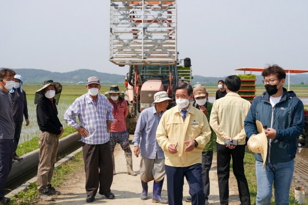 서천군수, 서래야 유기농쌀 모내기 현장방문