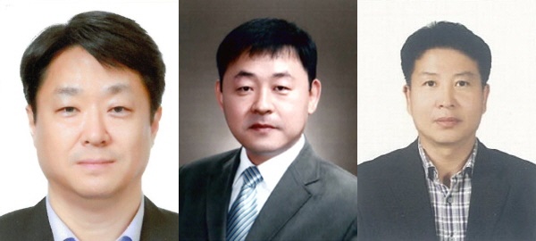 좌로부터(3급 전출자)건설교통국장 고성진, (3급승진자)기획조정실 정책기획관 김려수,도시성장본부장 배영선,