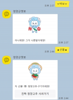 청양군  7일 ‘물어봐’ 카카오 챗봇 서비스 시작