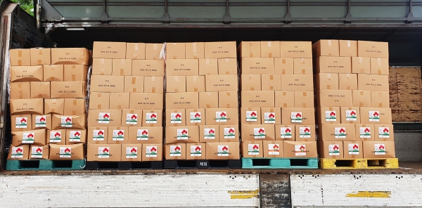 (주)청정에서 기탁한 마스크