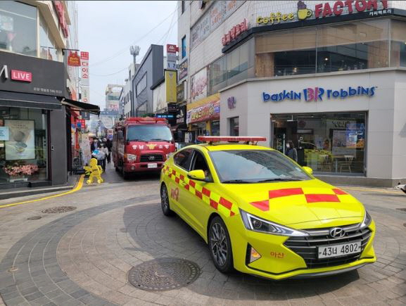 온양온천시장 소방로 확보 훈련 사진
