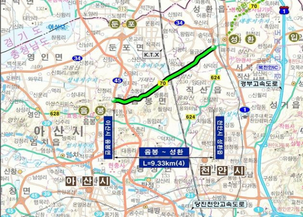 국지도70호선(음봉~성환)확포장공사 위치도