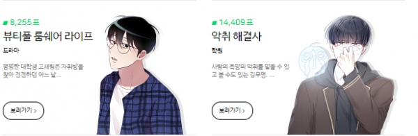 2021 네이버 웹툰 최강자전 TOP8 진출작 사진 (오랜쥐 작가 '악취해결사' / 바삭작가 '뷰티풀 룸쉐어 라이프'