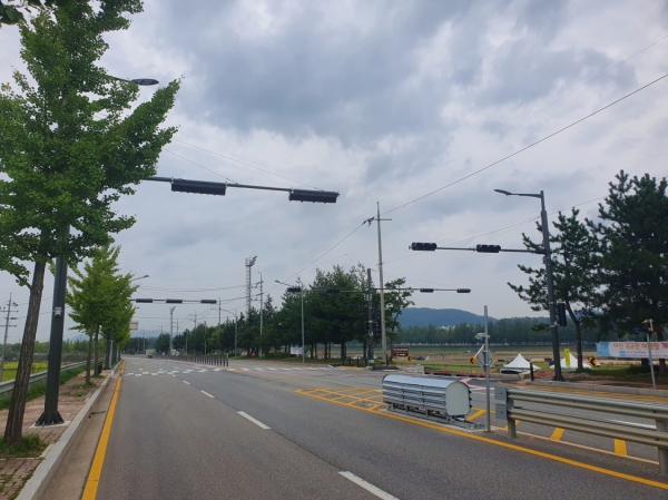 곡교천캠핑장 진입도로 개선공사 완료 전경