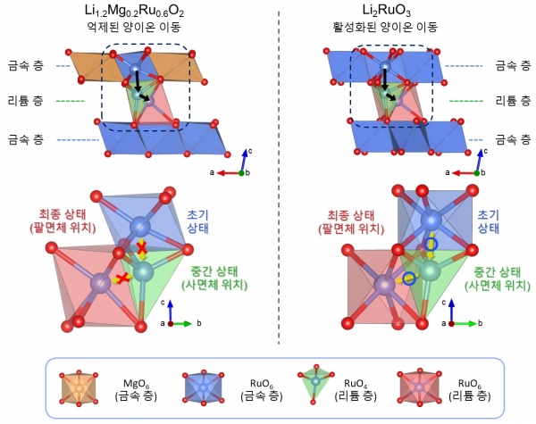 구조 내 에서의 양이온 이동 경로 모식도