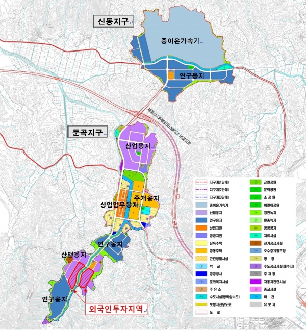 국제과학비즈니스벨트 내 외국인투자지역 위치도