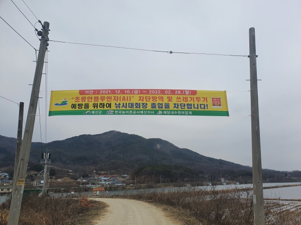 출입통제 및 홍보 현수막 설치(예산군 예당저수지)