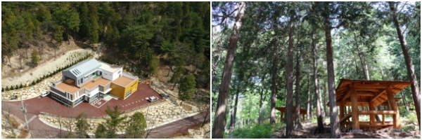 좌: 센터 전경(국립대운산치유의숲) 우:치유숲길(국립대운산치유의숲)