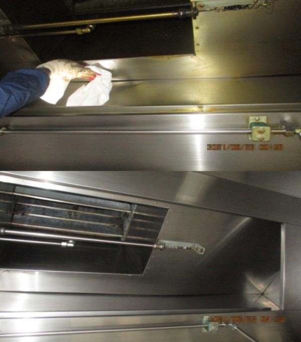 식당 덕트 기름때 청소 전후 사진