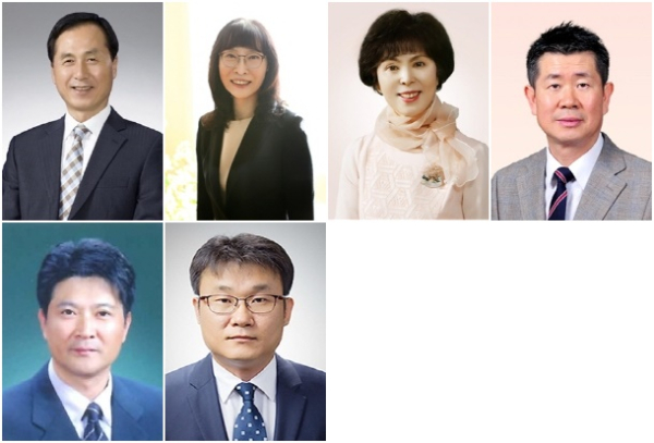 (윗줄 왼쪽부터) 교육국장 :황현태, 대전교육과학연구원장: 고덕희, 대전교육정보원장: 이은옥,교육정책과장: 윤기원, (아래 왼쪽부터) 체육예술건강과장:김석중, 대전교육과학연구원 교육연구지원부장:이민우