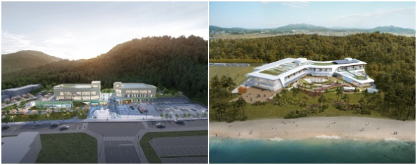 (왼쪽부터)가족복합커뮤니티센터 및 해양치유센터 조감도