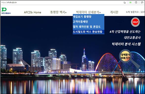 대전교통공사「통행량 빅데이터 조회·분석 프로그램」접속 화면