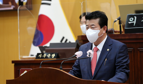 5분 발언하는 장갑순 서산시의회 의원