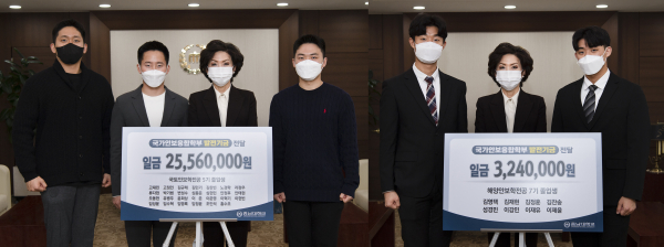 충남대 국가안보융합학부 졸업생 일동, 발전기금 전달식 개최 모습