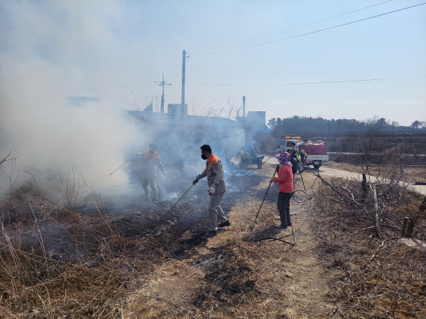천안서북 직산읍 남성의용소방대 농작물 소각 현장지도 사진