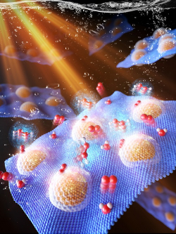금속산화물을 이용한 산소로부터 물과 햇빛을 이용한 과산화수소 생산 모식도