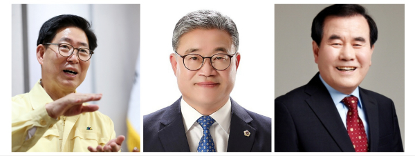 왼쪽부터 양승조 지사, 김명선 의장, 김지철 교육감