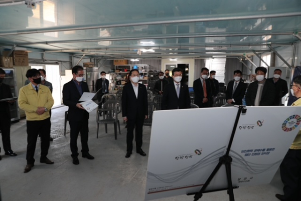 문성혁 해양수산부 장관, 당진 친환경 온배수 양식장 방문